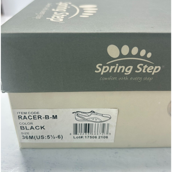 Spring Step Racer Suede/Mesh Sneaker Black 175062106 Women 5.5/EU36 NWB Casual - Picture 9 of 9
